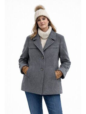 TALBOTS coat jacket peacoat charcoal gray 18 wool blend preppy classic pockets